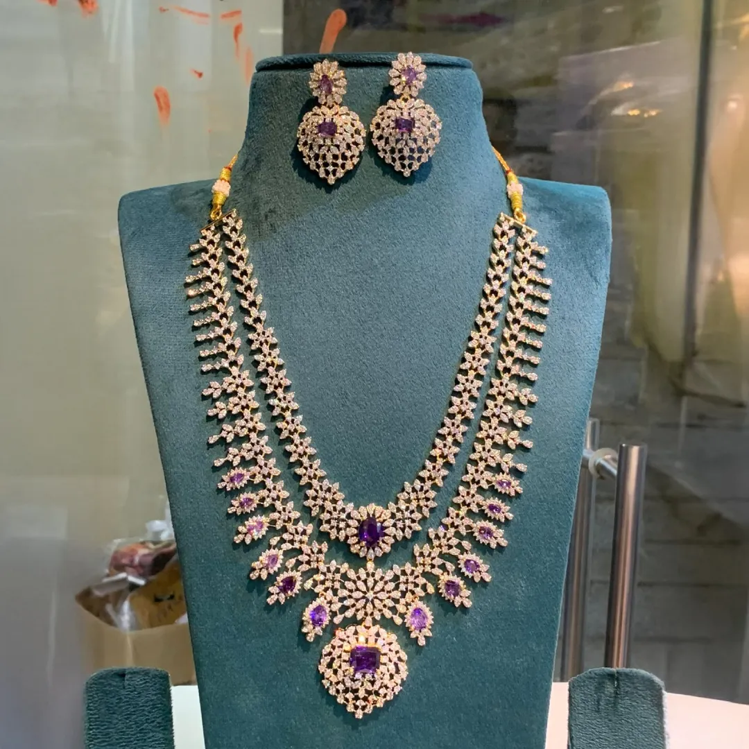 Diamond Alike Necklace P Diamond Alike Haaram SBDH518 - Image 1