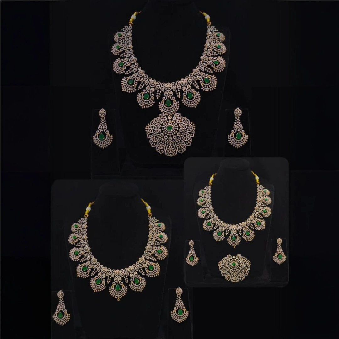 Diamond alike detachable mid length haaram gr Diamond Alike Detachable Mid Length Haaram SBDDMLH529 - Image 1