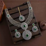 Diamond Necklace With Tikka And Earrings SBDNTE588 - Image 2