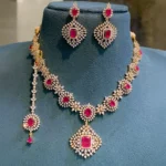 Diamond Alike Necklace With Earings And Tikka SBDNET556 - Image 2