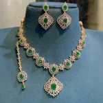Diamond Alike Necklace With Earings And Tikka SBDNET556