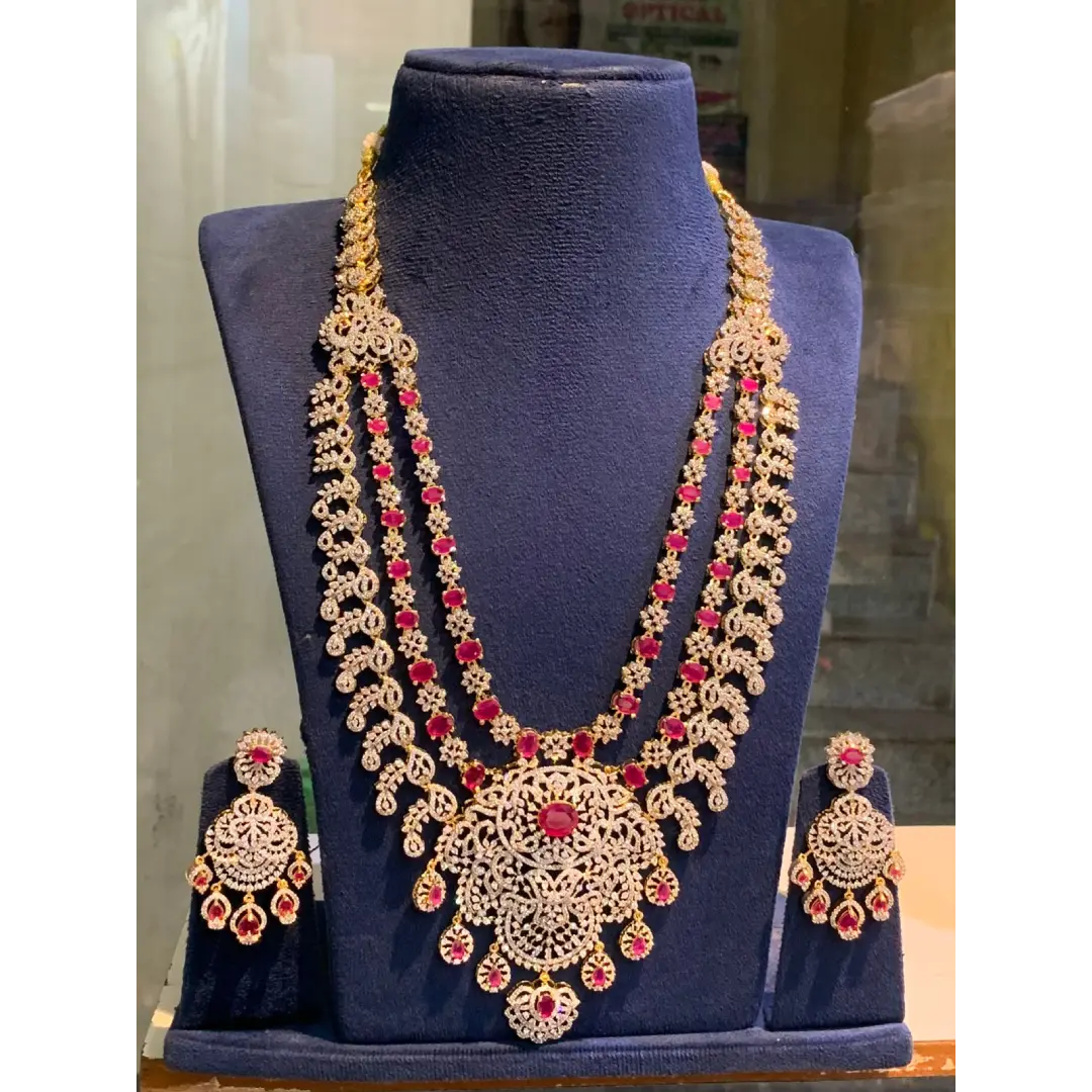 Diamond Alike Full set Necklace pk Diamond Alike Full Set Necklace SBDAFSN646 - Image 1