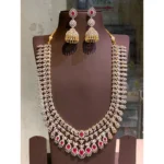 Diamond Alike Long Haram With Earrings SBDALHWE666 - Image 3